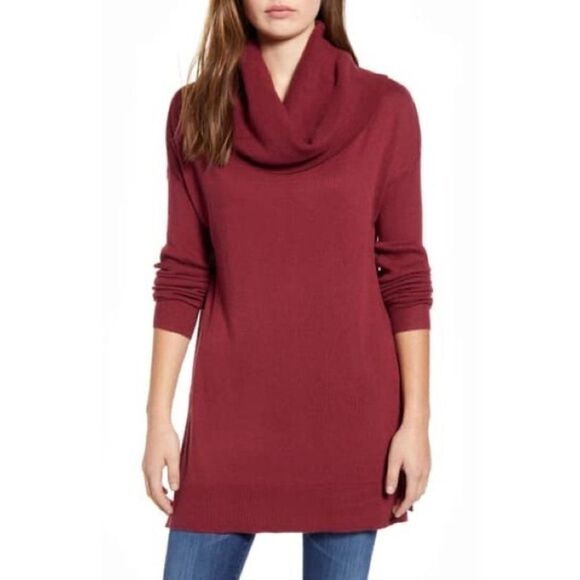 Caslon Side Slit Convertible Cowl Neck Tunic size Medium in Red - Picture 2 of 12